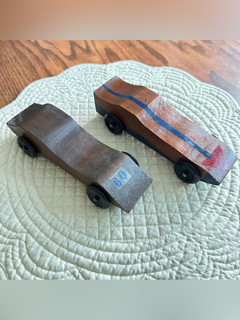 Lot of 2 vintage pinewood derby cars